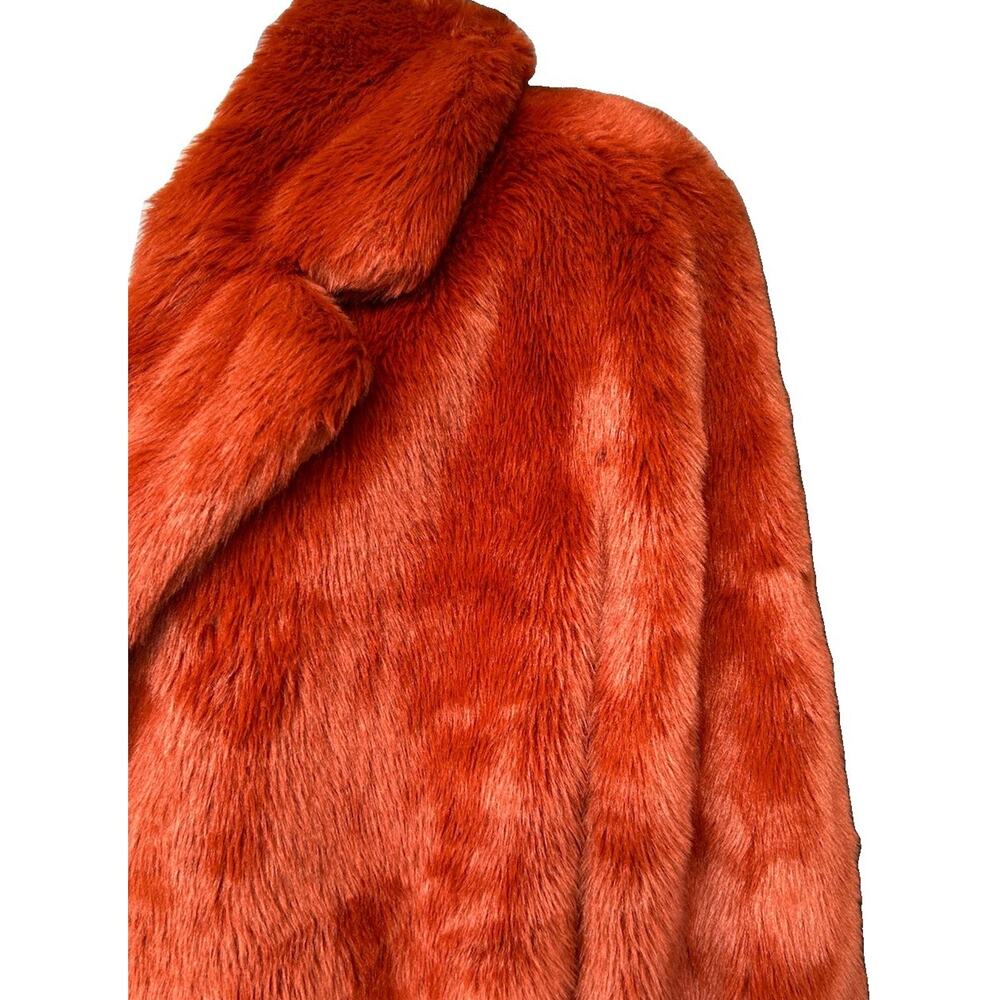 Sebby Collection Faux Fur Coat Jacket Women's Sz S Burnt Orange Fall Cozy Plush - Picture 6 of 12